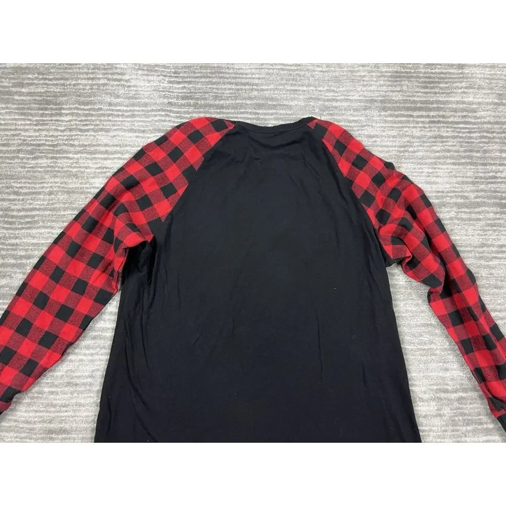 Crazy Train Top Womens‎ Large Multicolor Check Raglan Sleeves Cow Graphic - Picture 9 of 12